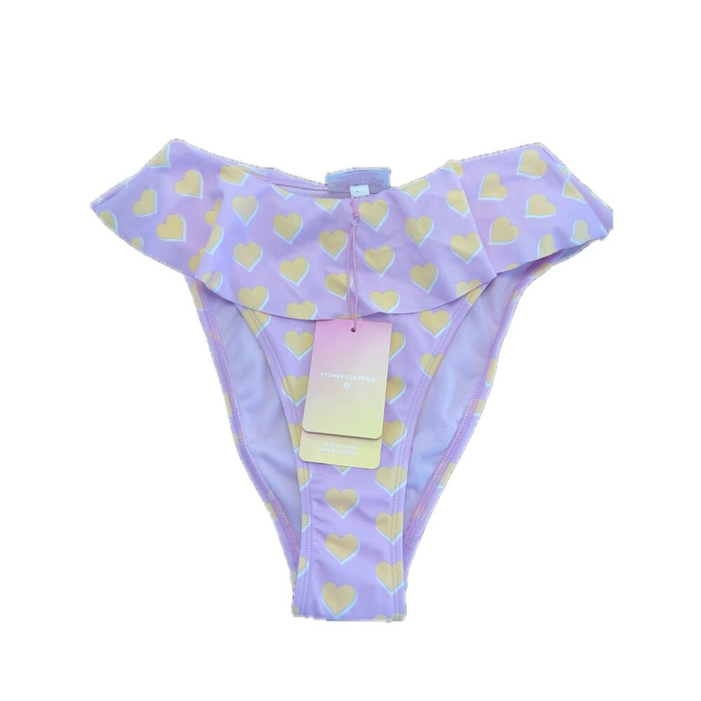 NEW Stoney Clover Lane Ruffled Purple & Heart Bikini Bottom - XS (0-2)